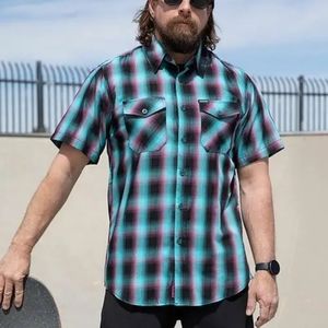 MENS DIXXON FLANNEL SHREDDY SHORT SLEEVE BAMBOO SHIRT XL BLACK PINK